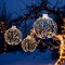 Gold Iron Christmas Light Spheres with 360 LED Beads, Hooks, Rings and Stakes